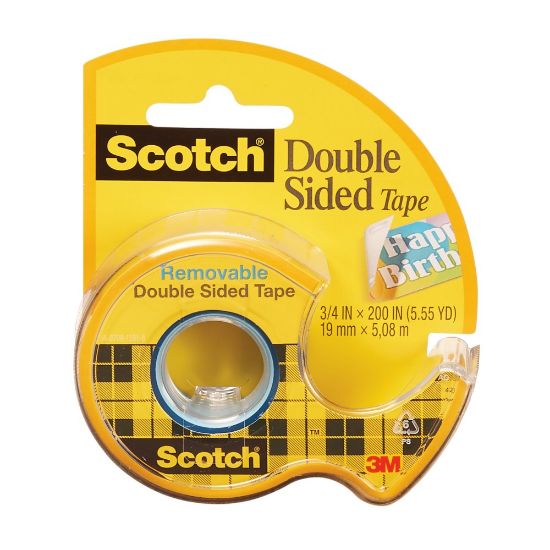 Picture of Scotch Double Sided Tape with Dispenser, Removable, 3/4 in x 400 in, 1 Tape Roll, Clear, Home Office and School Supplies