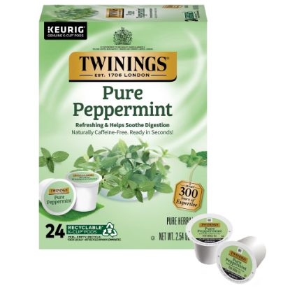 Picture of Twinings of London Pure Peppermint Tea Single-Serve K-Cup Pods, 0.11 Oz, Box Of 24