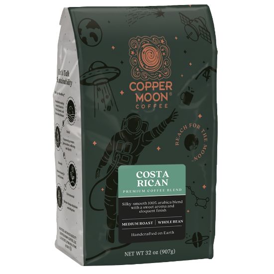 Picture of Copper Moon World Coffees Whole Bean Coffee, Costa Rican, 2 Lb Per Bag, Carton Of 4 Bags