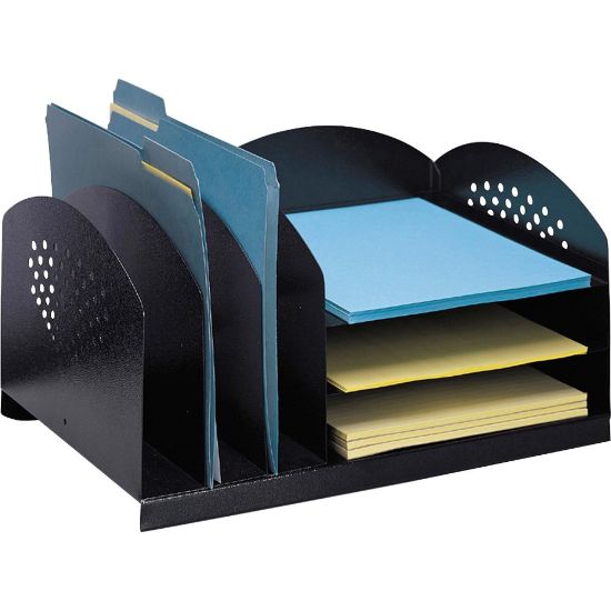 Picture of Safco 3 & 3 Combination Rack Desktop Organizers - 6 Compartment(s) - 3 Divider(s) - 3 Tier(s) - 8.3in Height x 16.3in Width x 11.3in DepthDesktop - Powder Coated - Black - Steel - 1 Each