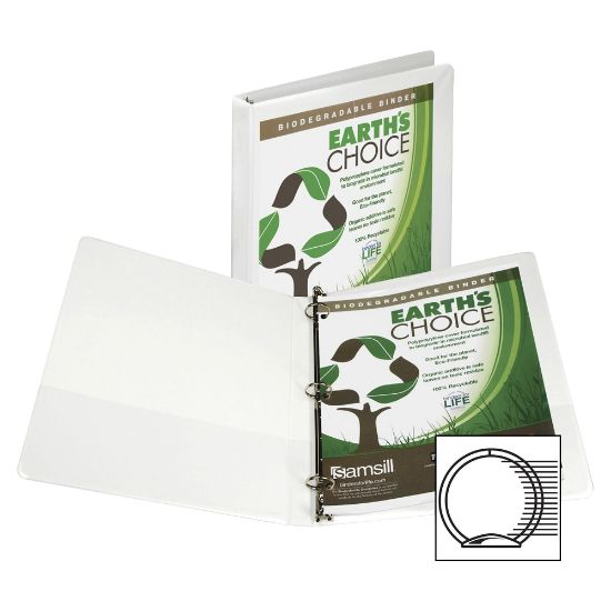 Picture of Samsill Earths Choice Insertable Vue 3-Ring Binder, 1/2in Round Rings, White