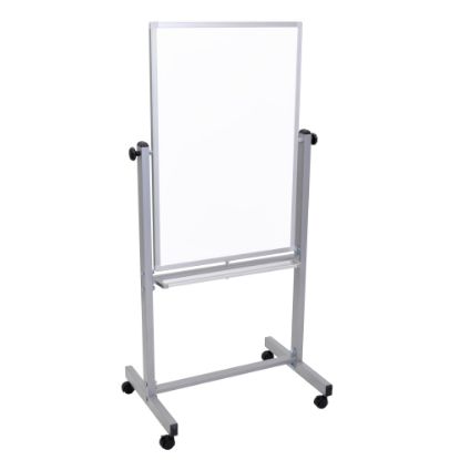 Picture of Luxor Double-Sided Magnetic Mobile Dry-Erase Whiteboard, 24in x 36in, Aluminum Frame With Gray Finish