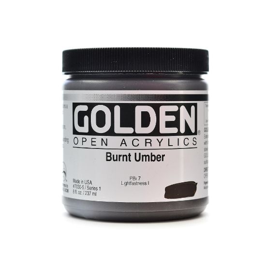 Picture of Golden OPEN Acrylic Paint, 8 Oz Jar, Burnt Umber