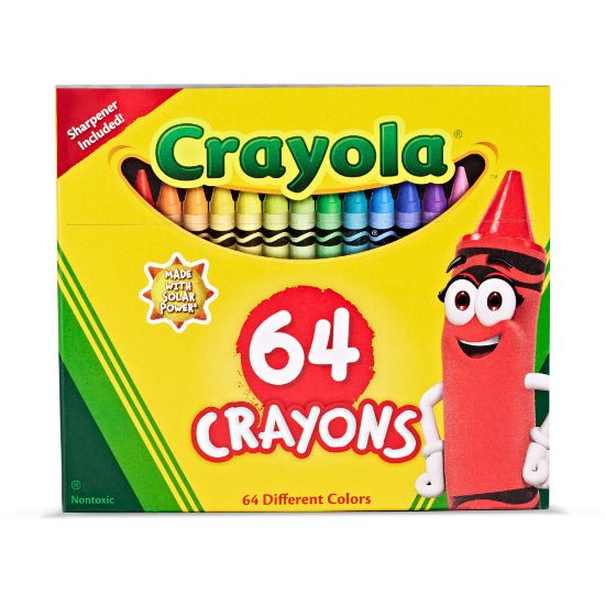 Picture of Crayola Standard Crayons With Built-In Sharpener, Assorted Colors, Box Of 64 Crayons