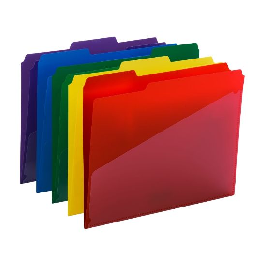 Picture of Smead Poly Folders With Slash Pocket, Letter Size, Assorted Colors, Pack Of 30