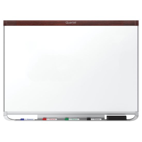 Picture of Quartet Prestige 2 DuraMax Porcelain Magnetic Dry-Erase Whiteboard, 48in x 36in, Wood Frame With Mahogany Finish