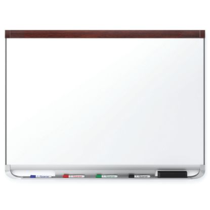 Picture of Quartet Prestige 2 DuraMax Porcelain Magnetic Dry-Erase Whiteboard, 72in x 48in, Wood Frame With Mahogany Finish