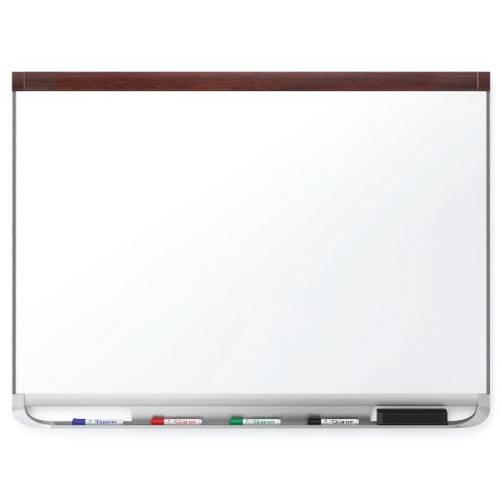 Picture of Quartet Prestige 2 DuraMax Porcelain Magnetic Dry-Erase Whiteboard, 72in x 48in, Wood Frame With Mahogany Finish