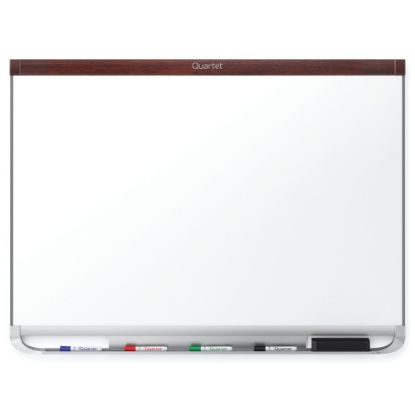 Picture of Quartet Prestige 2 DuraMax Porcelain Magnetic Dry-Erase Whiteboard, 96in x 48in, Wood Frame With Mahogany Finish