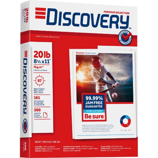 Picture of Discovery Punched Premium Selection Multi-Use Printer & Copy Paper, Ultra White, Letter (8.5in x 11in), 2500 Sheets Per Case, 20 Lb, 97 Brightness, Case Of 5 Reams