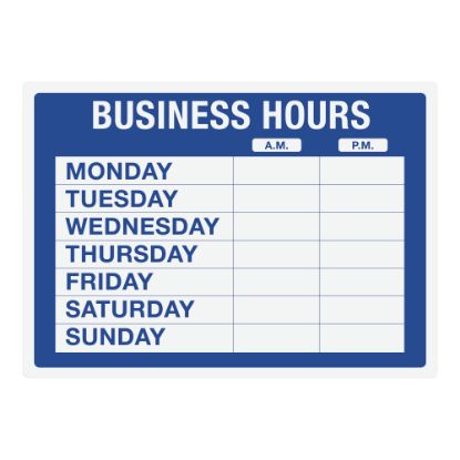 Picture of Cosco Static Cling "Business Hours" Sign Kit, 10in x 14in, Blue