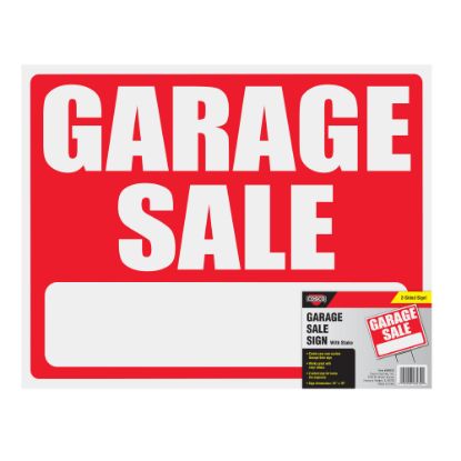 Picture of Cosco "Garage Sale" Sign With Stake Kit, 15in x 19in, Red/White