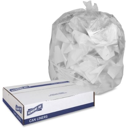 Picture of Genuine Joe Economy High-Density Can Liners, 16 Gallons, Translucent, Box Of 1,000