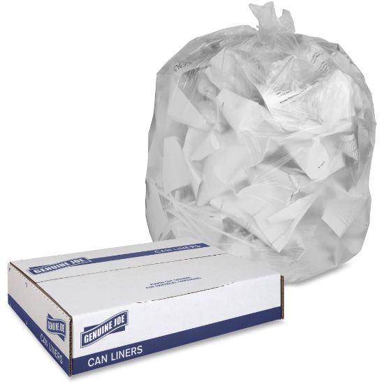 Picture of Genuine Joe Economy High-Density Can Liners, 16 Gallons, Translucent, Box Of 1,000