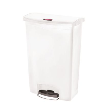 Picture of Rubbermaid Slim Jim Rectangular Plastic Wastebasket, Step-On, 24 Gallons, White