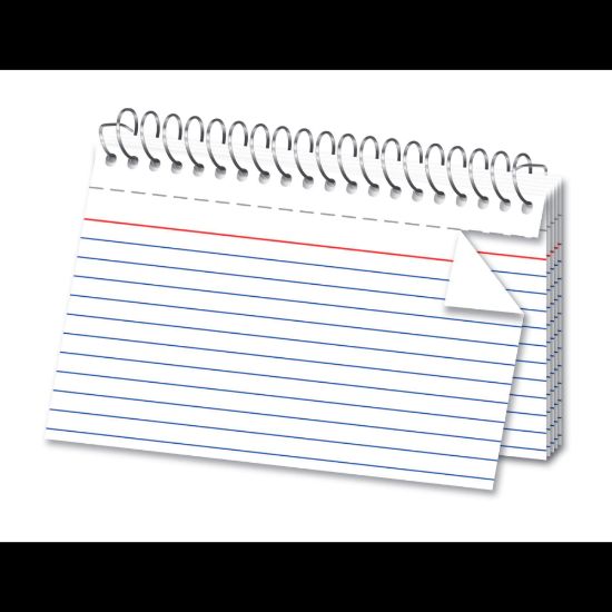 Picture of OfficeMax Spiral Ruled Index Cards, 4in x 6in, White, Box Of 50