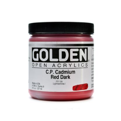 Picture of Golden OPEN Acrylic Paint, 8 Oz Jar, Cadmium Red Dark (CP)