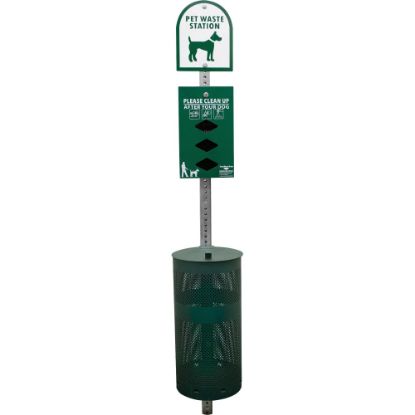 Picture of Tatco Dog Waste Station Trash Can - Rust Resistant - Powder Coated Aluminum - Green - 1 Each