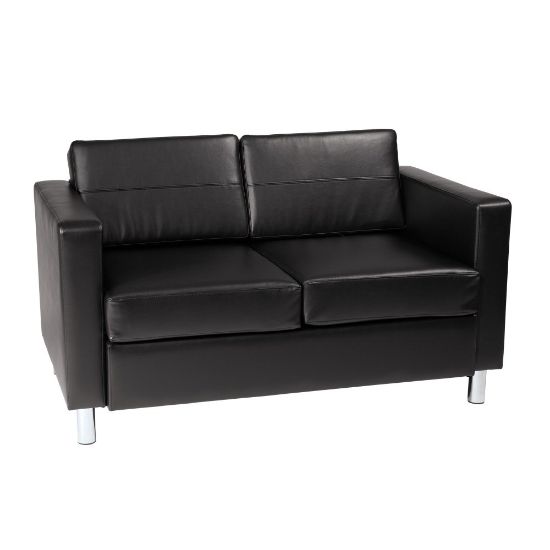 Picture of Ave Six Pacific Avenue Vinyl Loveseat, Black/Chrome