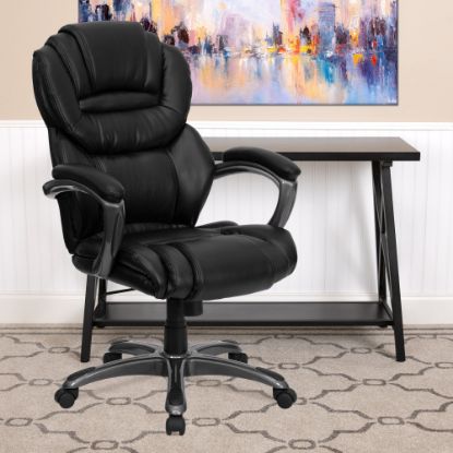 Picture of Flash Furniture Ergonomic LeatherSoft Faux Leather High-Back Chair, Black/Titanium