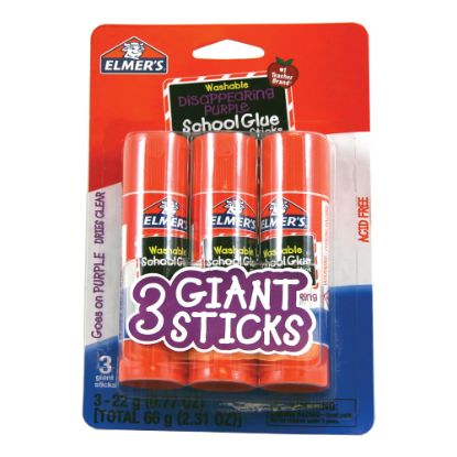 Picture of Elmers Washable Disappearing Purple School Glue Sticks, 0.77 Oz, Pack Of 3 Sticks