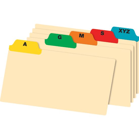 Picture of Office Depot Brand A-Z Poly Index Card Guide Set, 5in x 8in, Multicolor, Set Of 25 Cards