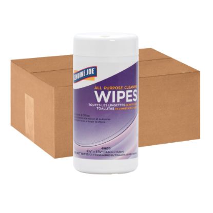 Picture of Genuine Joe All Purpose Cleaning Wipes - Wipe - 5.13in Width x 5.88in Length - 100 / Canister - 12 / Carton - Multi