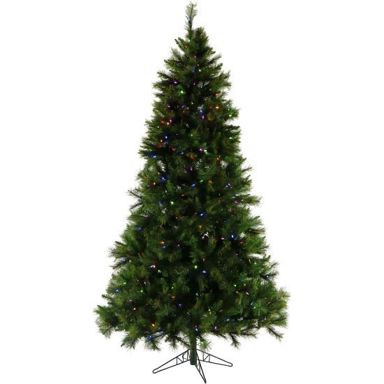 Picture of Fraser Hill Farm 6.5ft Artificial Canyon Pine Christmas Tree With Multicolor LED Lights And EZ Connect