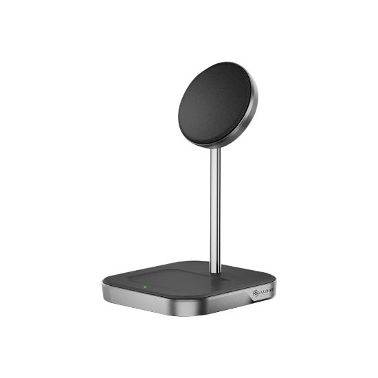 Picture of ALOGIC MagSpeed 2-in-1 - Wireless charging stand - 15 Watt - matte black, aluminum - for Apple AirPods; AirPods Pro; iPhone 12, 12 Pro, 13, 13 Pro, 13 Pro Max