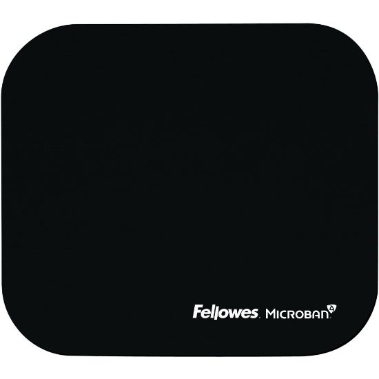 Picture of Fellowes Microban Mouse Pad - Black - 8in x 9in x 0.1in Dimension - Black - Rubber Base, Polyester Surface - Tear Resistant, Wear Resistant, Skid Proof - TAA Compliant