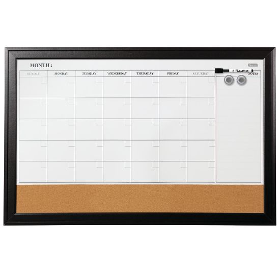 Picture of Quartet Home Decor Magnetic Combination Dry-Erase Whiteboard/Calendar Board, 23in x 35in, White