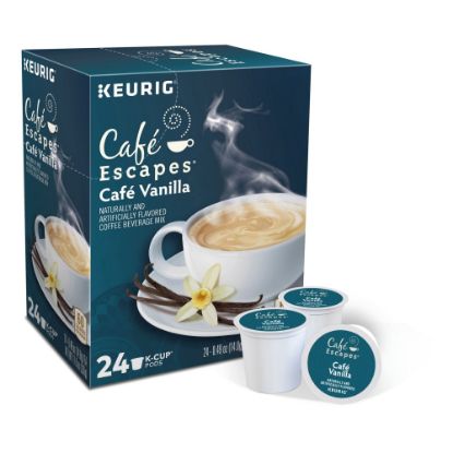 Picture of Cafe Escapes Single-Serve Coffee K-Cup Pods, Cafe Vanilla, Carton Of 24