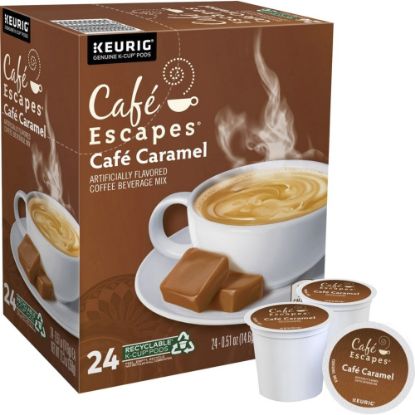 Picture of Cafe Escapes Single-Serve Coffee K-Cup Pods, Cafe Caramel, Carton Of 24