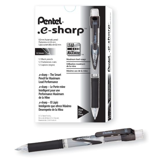 Picture of Pentel e-Sharp Mechanical Pencils, 0.5 mm, 72% Recycled, Black, Pack Of 12