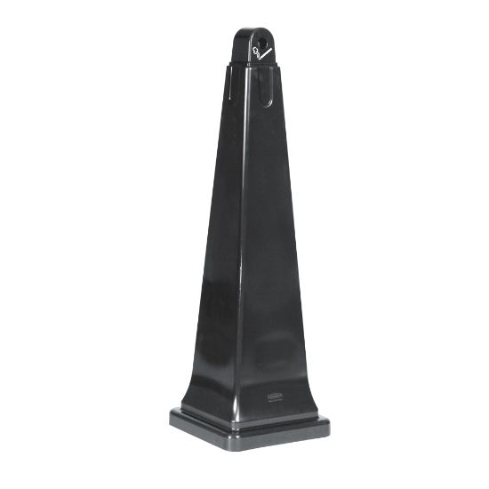 Picture of Rubbermaid GroundsKeeper Pyramid-Shaped Plastic/Steel Cigarette Waste Collector, 1 Gallon, 39 3/4in x 12 1/4in x 12 1/4in, Black