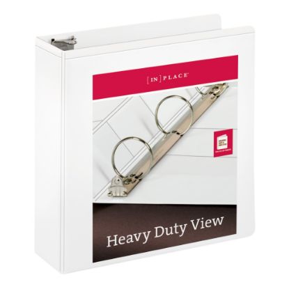 Picture of [IN]PLACE Heavy-Duty Nonstick View 3-Ring Binder, 3in Round Rings, White