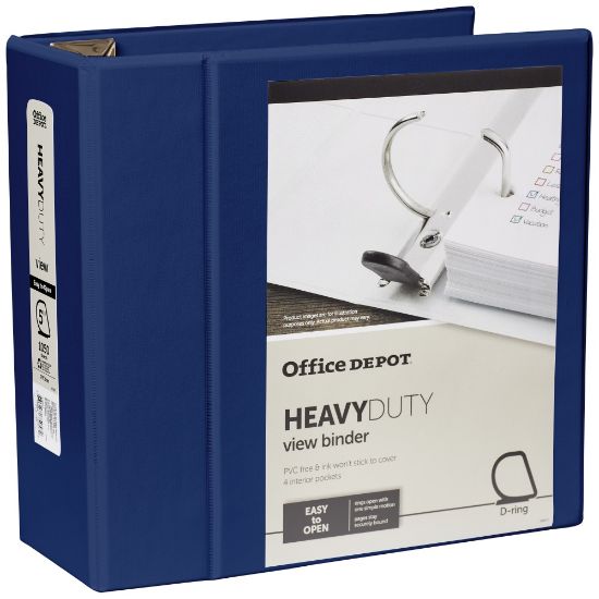 Picture of Office Depot Brand Heavy-Duty View 3-Ring Binder, 5in D-Rings, Navy