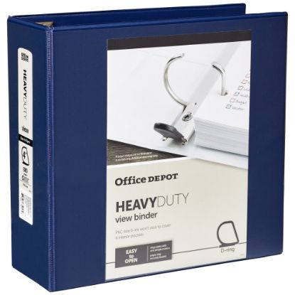 Picture of Office Depot Brand Heavy-Duty View 3-Ring Binder, 4in D-Rings, 54% Recycled, Navy