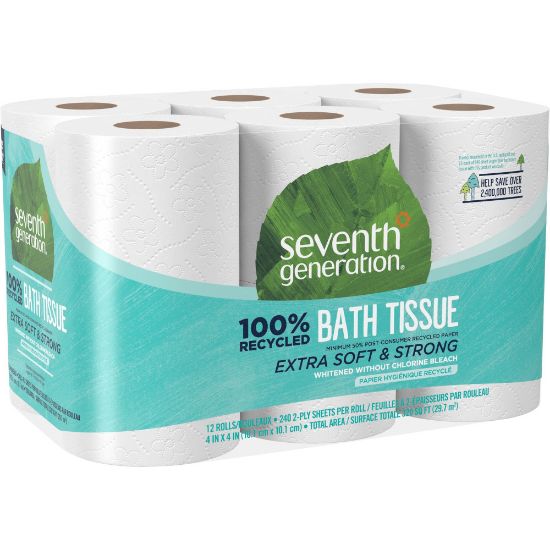 Picture of Seventh Generation 2-Ply Toilet Paper, 100% Recycled, 300 Sheets Per Roll, 12 Rolls Per Pack, Case Of 4 Packs