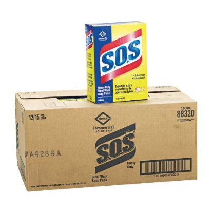 Picture of Clorox S.O.S. Steel Wool Heavy-Duty Soap Pads, 15 Per Box, Case Of 12 Boxes