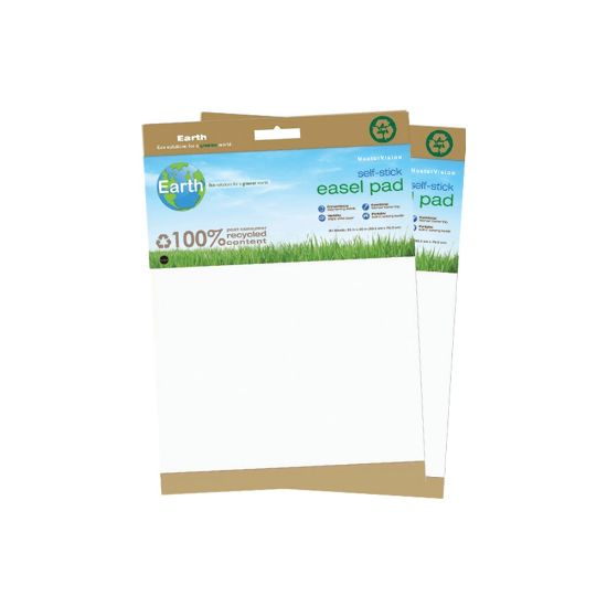 Picture of MasterVision Earth 100% Recycled Self-Stick Easel Pads, 25in x 30in, White, 30 Sheets, Pack Of 2