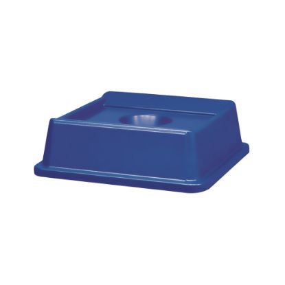 Picture of Rubbermaid Untouchable Square Plastic Bottle And Can Recycling Top, 20 1/8in x 20 1/8in x 6 1/4in, Blue