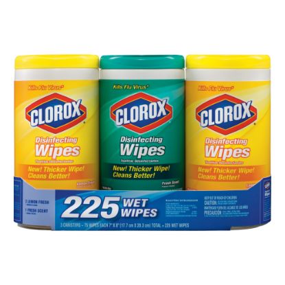 Picture of Clorox - Disinfectant wipes - disposable - 75 sheets - white - pack of 3