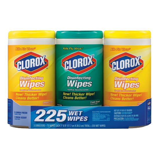 Picture of Clorox - Disinfectant wipes - disposable - 75 sheets - white - pack of 3