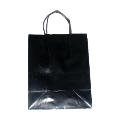 Picture of OfficeMax High-Gloss Paper Bags, 10inH x 8inW x 4 3/4inD, Black/White, Pack Of 125