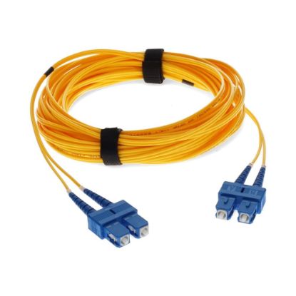 Picture of AddOn 9m SC (Male) to SC (Male) Yellow OS2 Duplex Fiber OFNR (Riser-Rated) Patch Cable - 100% compatible and guaranteed to work