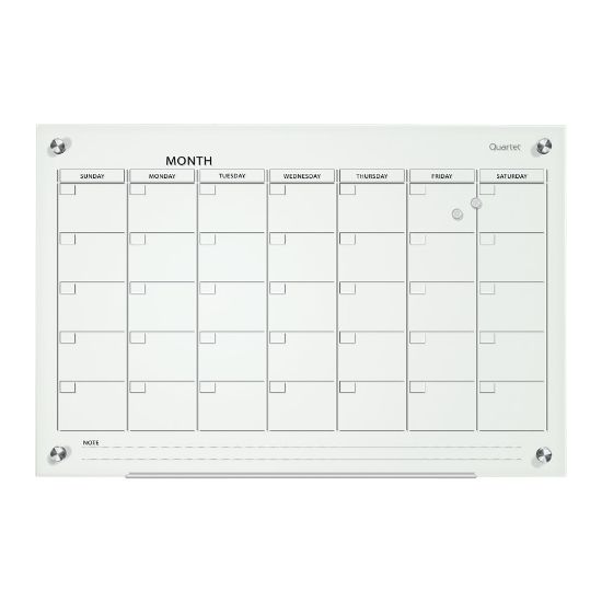 Picture of Quartet Infinity Glass Magnetic Unframed Monthly Calendar Whiteboard, 24in x 36in, White