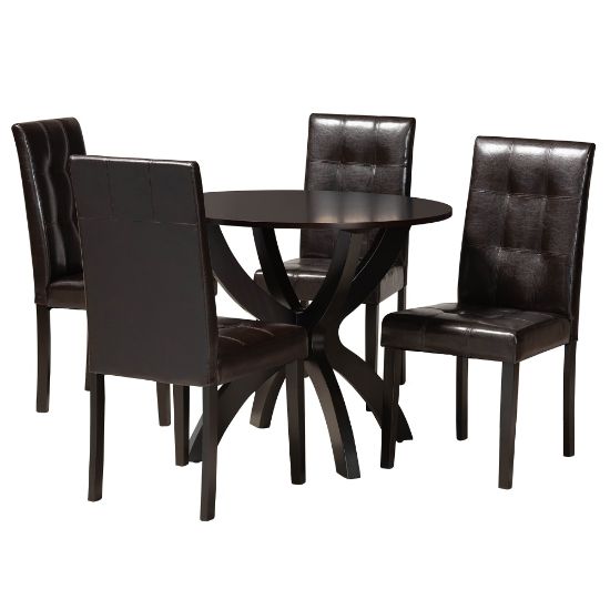 Picture of Baxton Studio Elira Dining Set, 29-15/16inH x 35-7/16inW x 35-7/16inD, Dark Brown