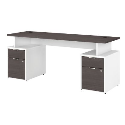 Picture of Bush Business Furniture Jamestown 72inW Computer Desk With 4 Drawers, Storm Gray/White, Standard Delivery