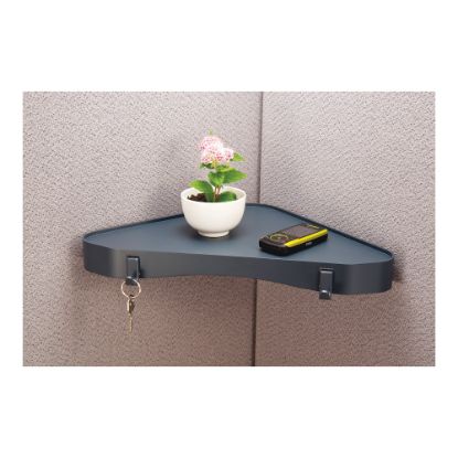 Picture of Officemate Vertical Mate Corner Shelf With 2 Hooks, 2 5/8inH x 9 1/8inW x 7/8inD, Gray